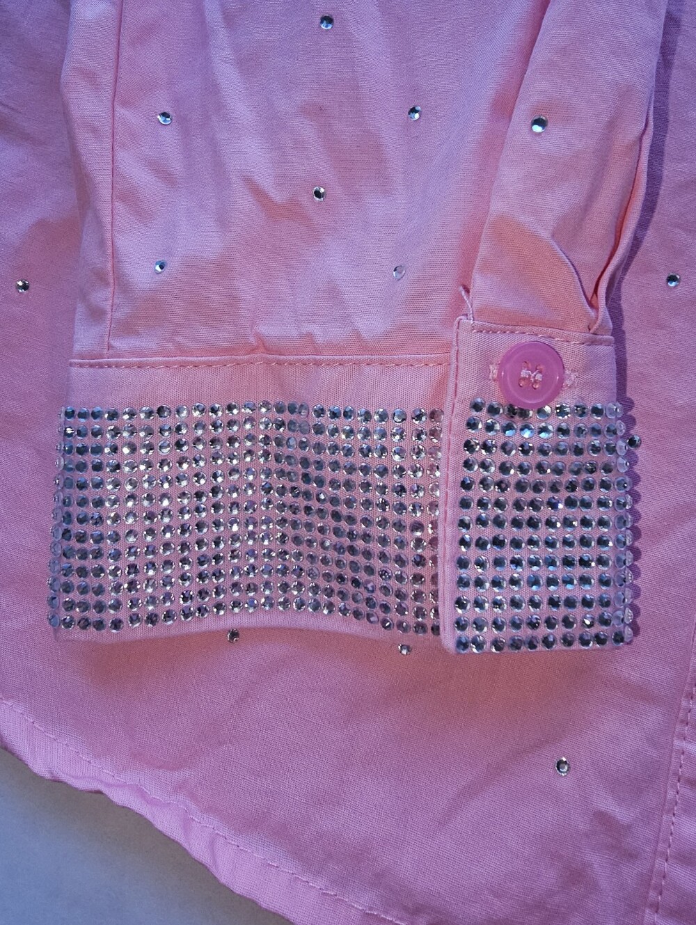L/C Lizette Collection Crystal Sparkes Pink Button Up Shirt Western Style Sz Xl View 2